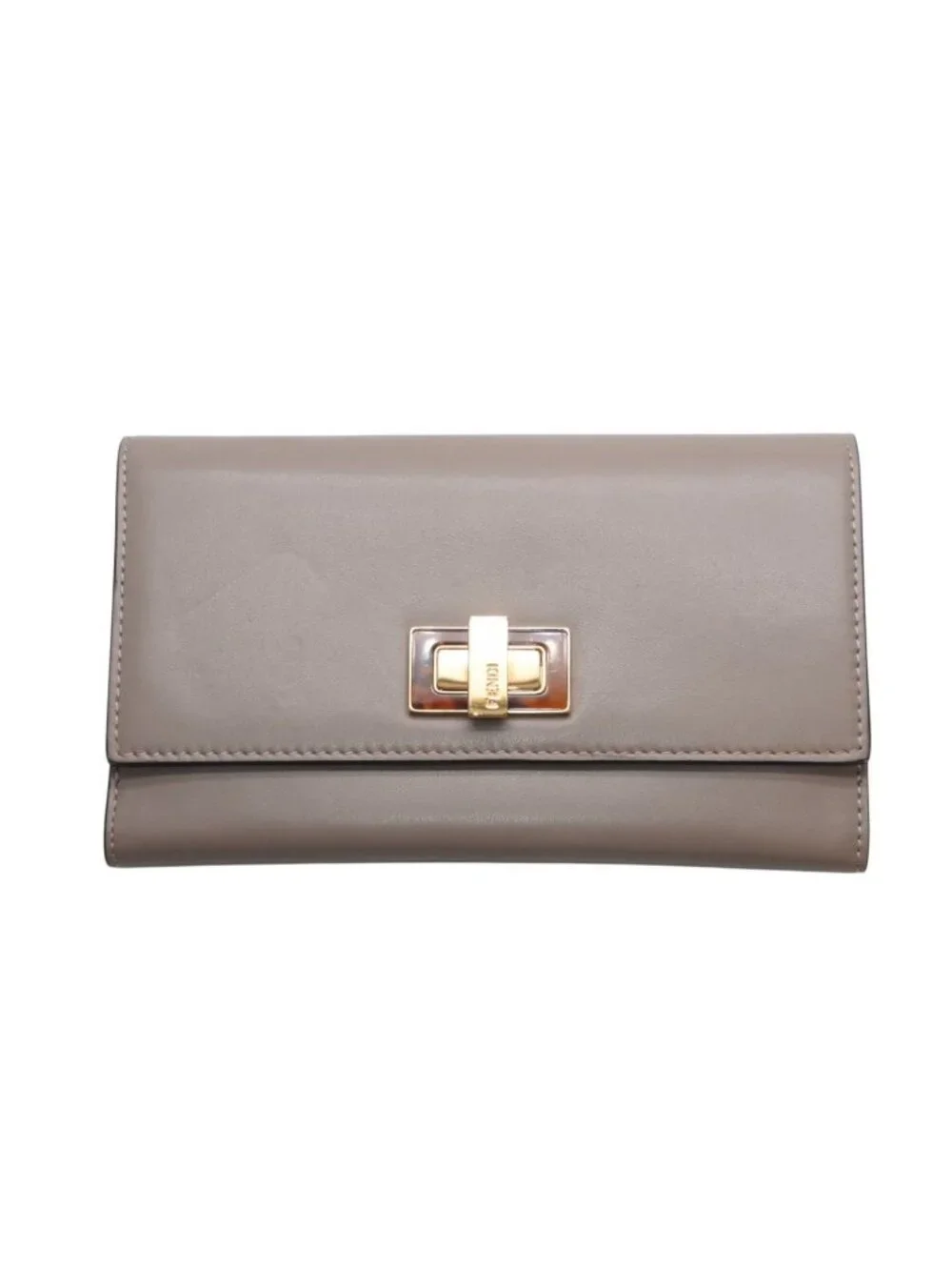 Fendi Peekaboo Continental Wallet Leather Greige Tortoiseshell